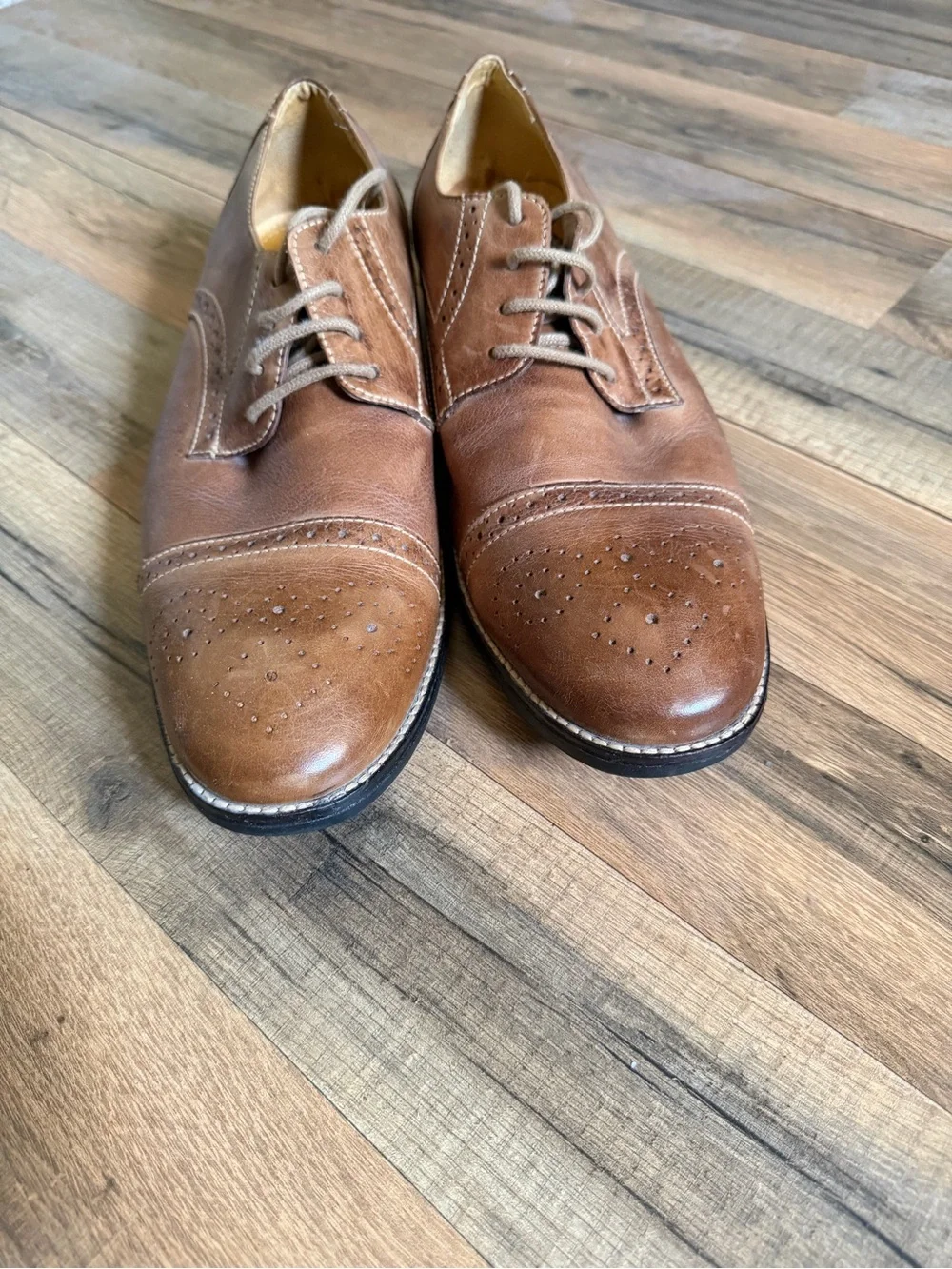 Standro Tan Leather Dress Shoes made in Brazil comfort soft and gel